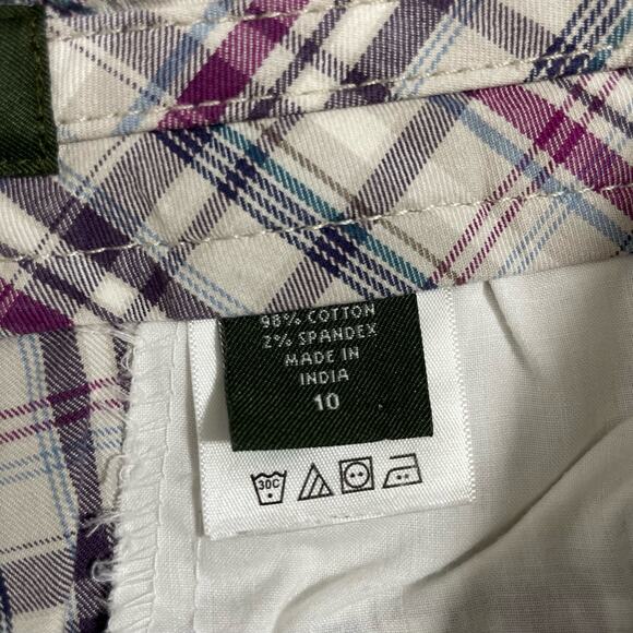 Eddie Bauer Women's Preppy Purple Plaid Bermuda Shorts - Size 10 - 12" Inseam - Picture 5 of 7